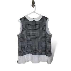 *NWOT Cremieux Gleen Plaid Peter Pan Collared Sleeveless Top Sz L